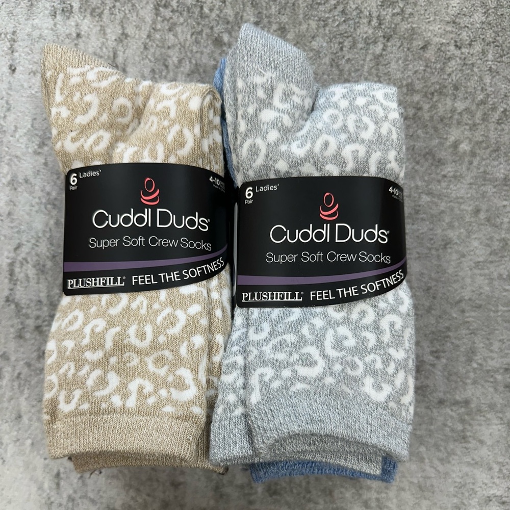 Women’s Cuddl Duds Plushfill Crew Socks - two 6 packs